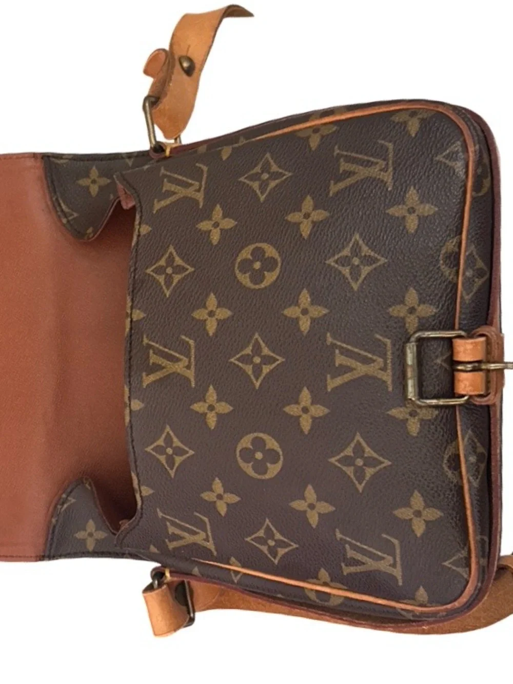 Louis Vuitton Monogram Cartouchiere Crossbody Vintage Brown Leather Shoulder Bag